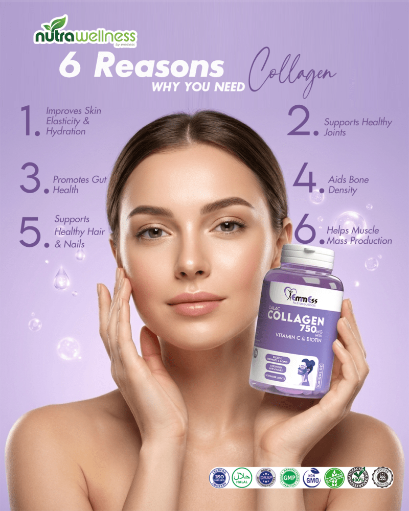 CALAC | Anti - Aging & Hair, Nails, Skin Support (Collagen 750mg) - NutraWellness